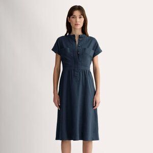 Everlane Women's Craft Dress in Linen in Navy, Size Small